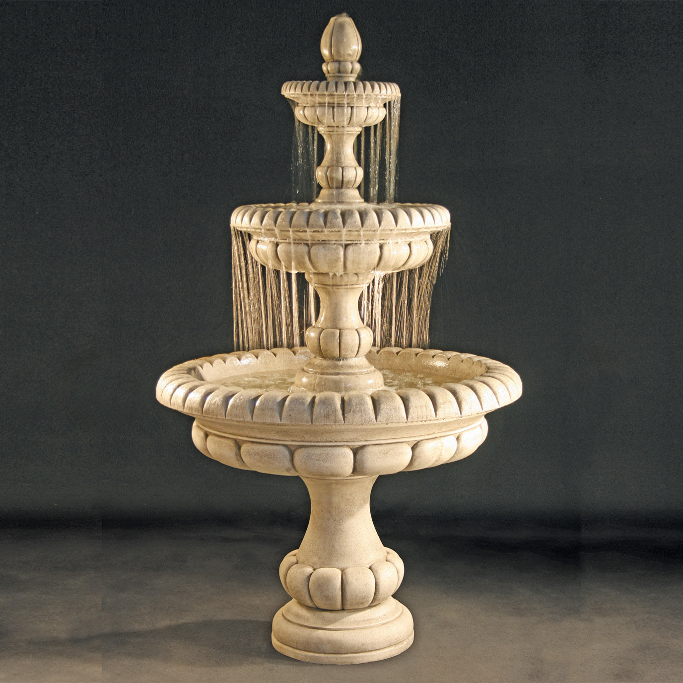 Fiore Stone Pioggia Large 3 Tier Fountain LG163-F in Cast Stone LG163-F
