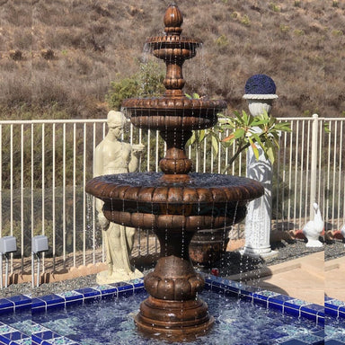 Fiore Stone Pioggia Large 3 Tier Fountain LG163-F in Cast Stone LG163-F