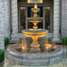 Fiore Stone Pioggia Large 3 Tier Fountain with Basin AGA-LG163-FR in Cast Stone AGA-LG163-FR