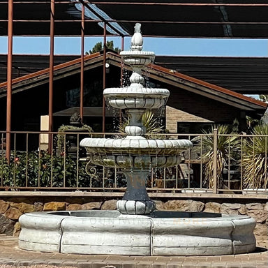 Fiore Stone Pioggia Large 3 Tier Fountain with Basin AGA-LG163-FR in Cast Stone AGA-LG163-FR