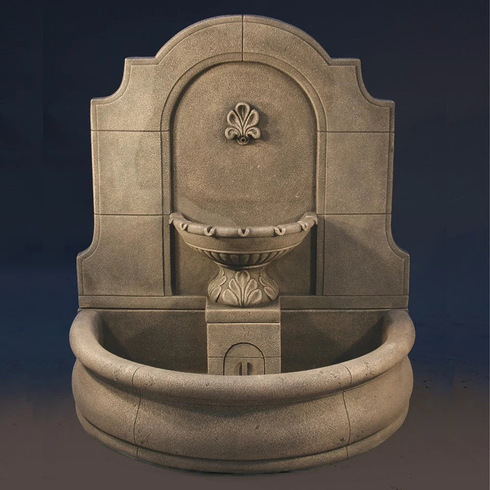 Fiore Stone Provincial Wall Fountain LG133-FW & LG133-FWD in Cast Stone