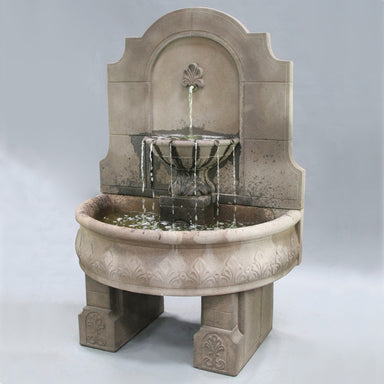 Fiore Stone Provincial Wall Fountain with Pedestal LG133-FWL & LG133-FWLD in Cast Stone LG133-FWDL