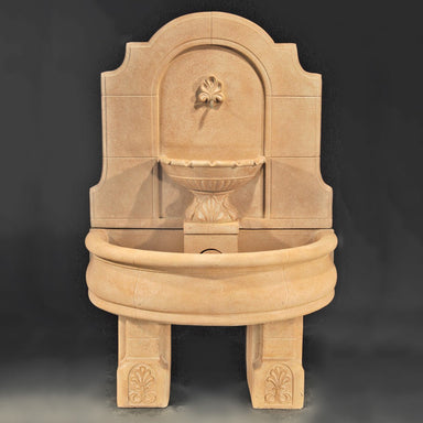 Fiore Stone Provincial Wall Fountain with Pedestal LG133-FWL & LG133-FWLD in Cast Stone LG133-FWL