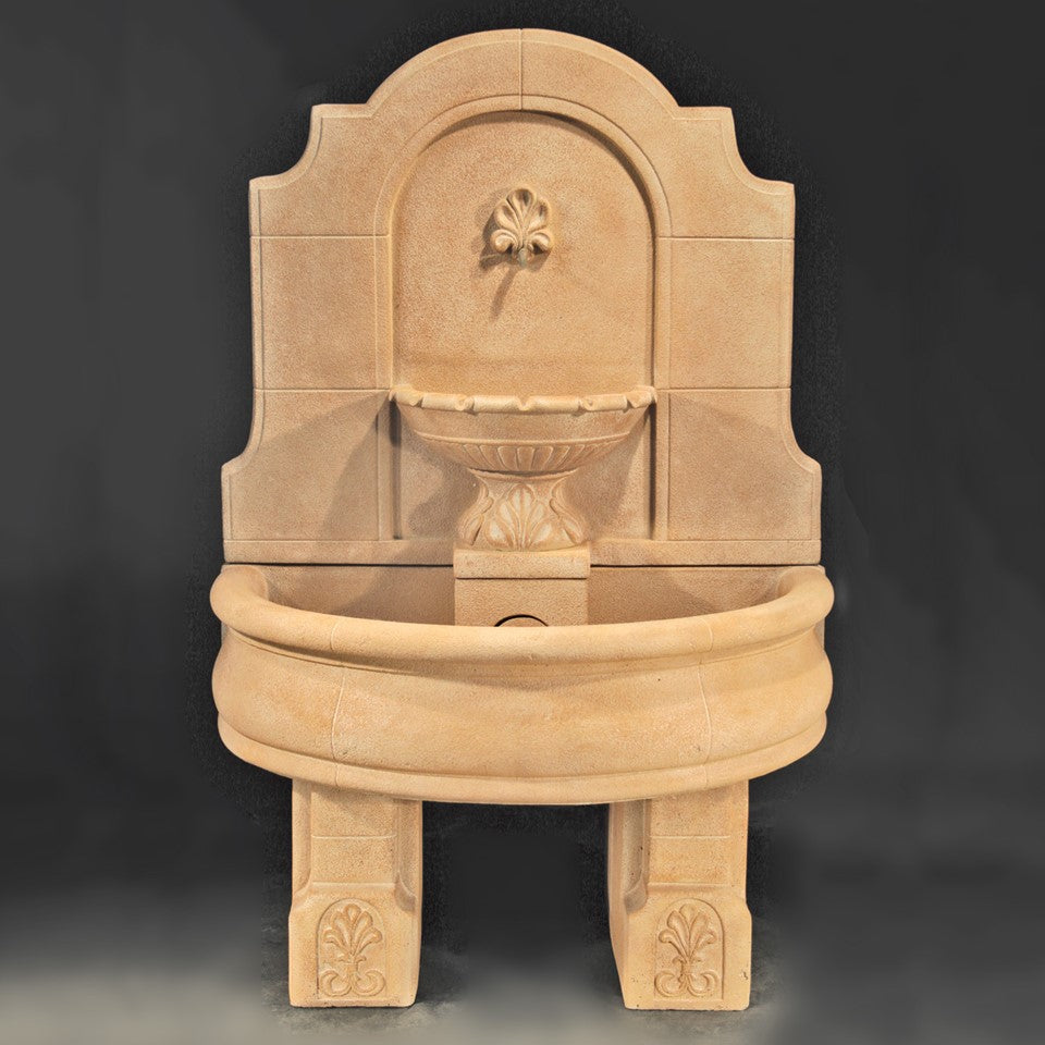 Fiore Stone Provincial Wall Fountain with Pedestal LG133-FWL & LG133-FWLD in Cast Stone LG133-FWL