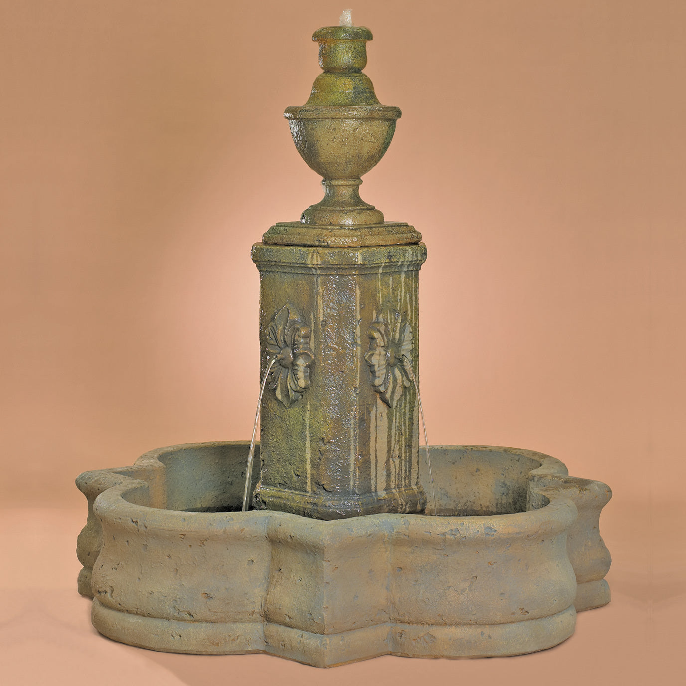 Fiore Stone Rosatto Column Fountain AV112-FQ in Cast Stone AV112-FQ