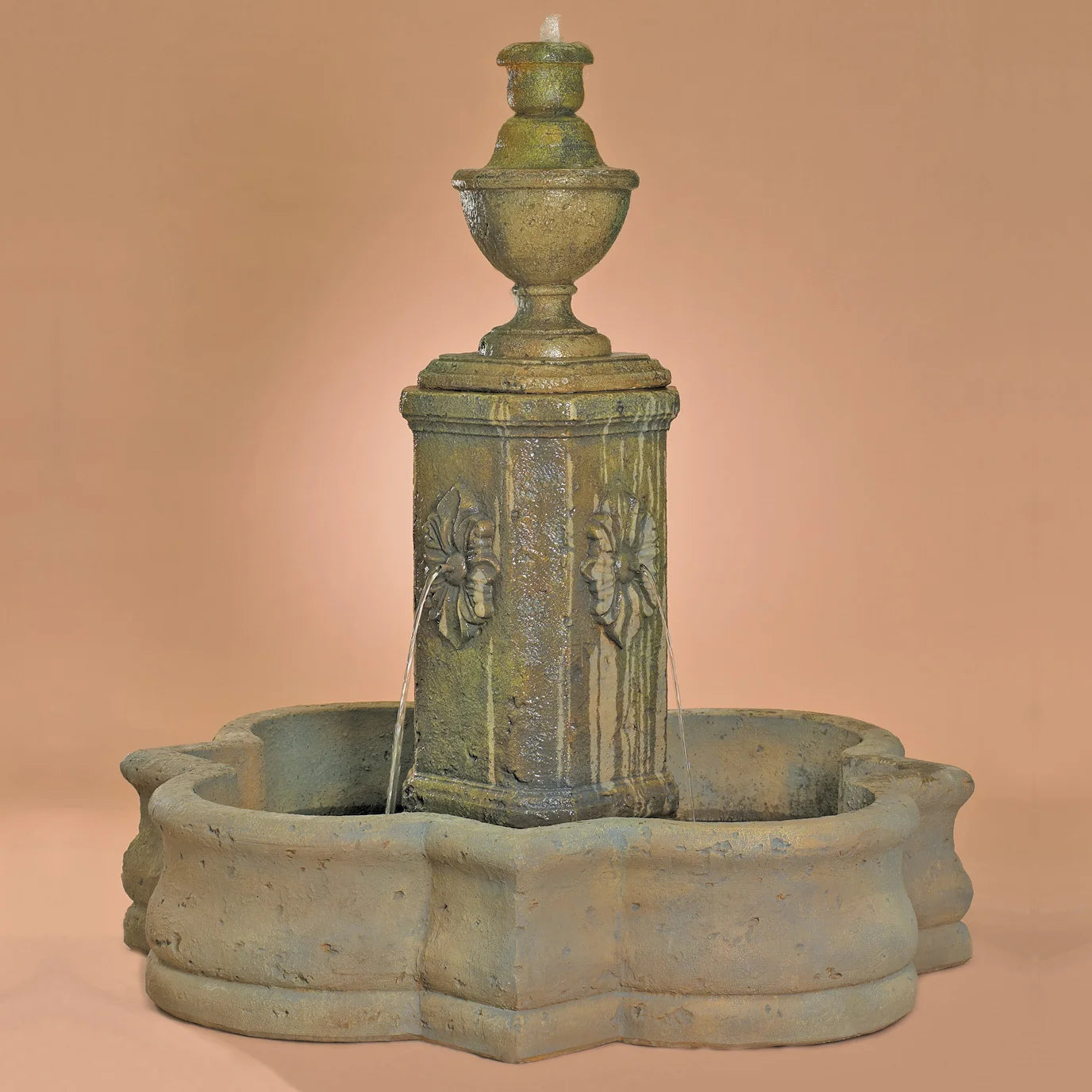 Fiore Stone Rosatto Column Fountain AV112-FQ in Cast Stone