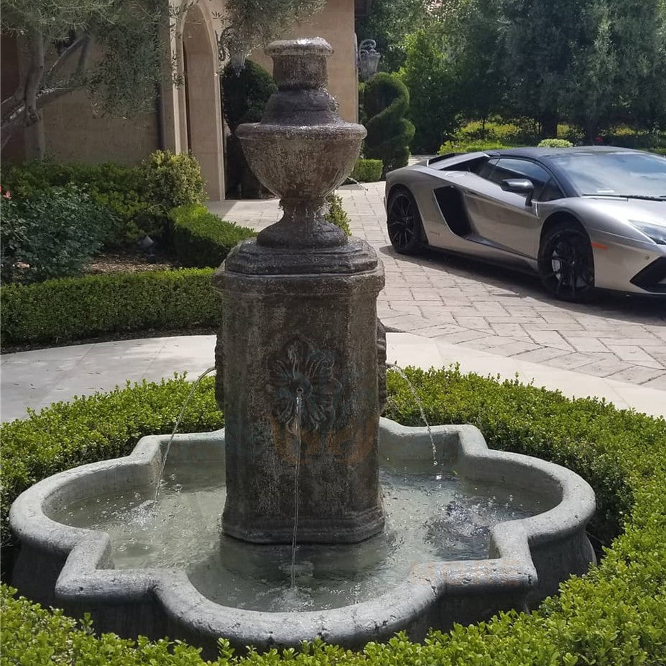 Fiore Stone Rosatto Column Fountain AV112-FQ in Cast Stone AV112-FQ