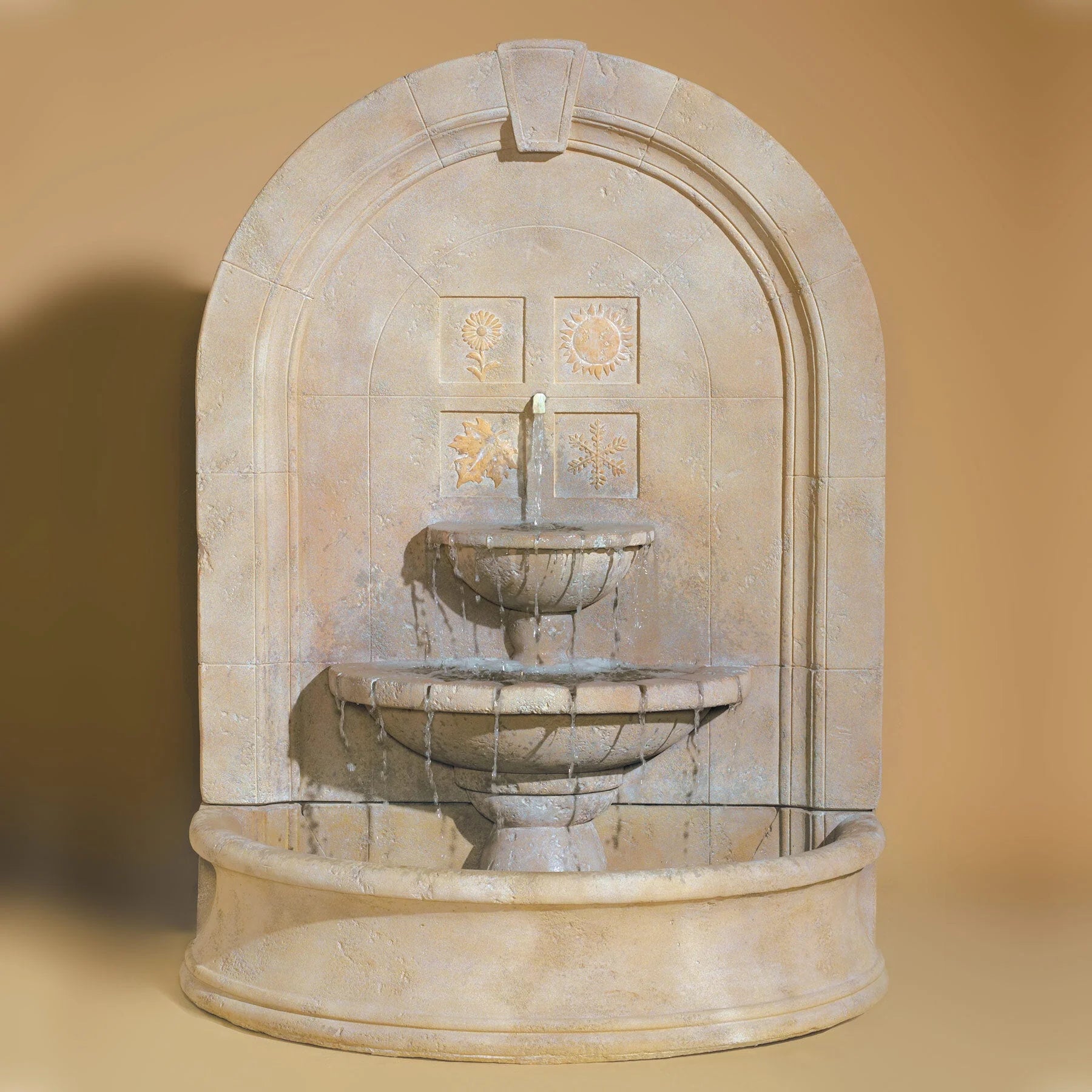 Fiore Stone Seasons Change Wall Outdoor Fountain 2086-FW