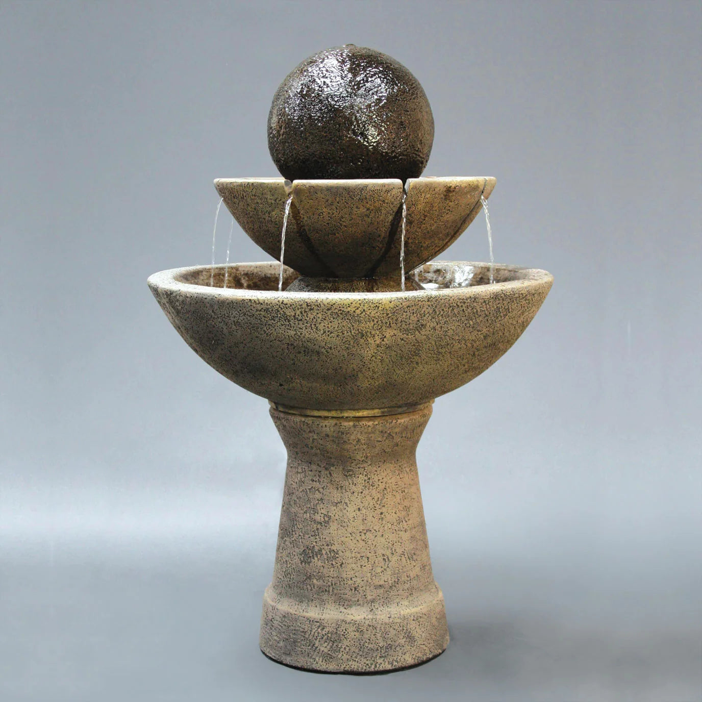 Fiore Stone Tall 2-Tier Zen Cast Stone Outdoor Fountain 2127-FT2
