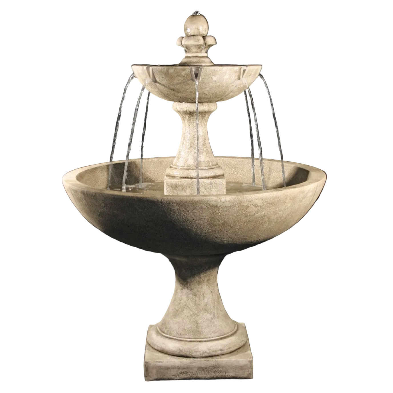 Fiore Stone Trinidad Cast Stone Outdoor Fountain with International Finial LG154-F