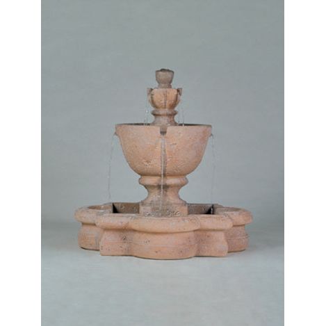 Fiore Stone Tuscany Garden Fountain With Basin 2074-FSQ in Cast Stone 2074-FSQ