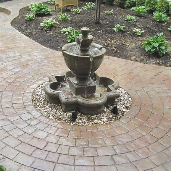Fiore Stone Tuscany Garden Fountain With Basin 2074-FSQ in Cast Stone 2074-FSQ