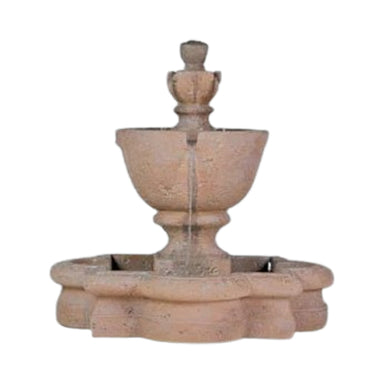 Fiore Stone Tuscany Garden Fountain With Basin 2074-FSQ in Cast Stone 2074-FSQ