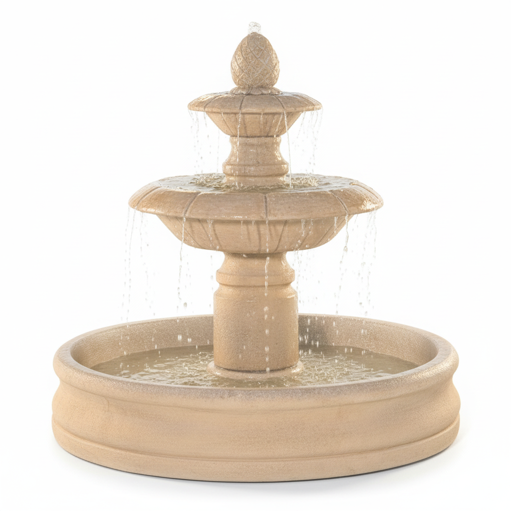 Fiore Stone Venetian 2 Tier Fountain with 55" Basin 2087-FB in Cast Stone
