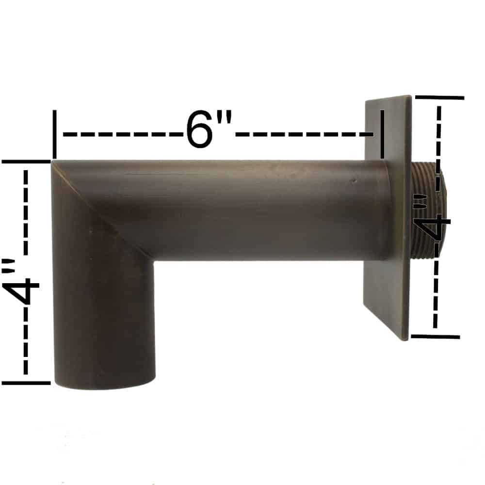 Fountains USA Deco 90 Degree Downspout with Square Backplate – 1.5"