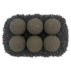FountainsUSA 4-Inch Thunder Gray Lite Ceramic Stone Fire Balls - Set of 6