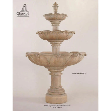Giannini Garden Acquarossa 3-Tier Cast Stone Outdoor Courtyard Fountain 1201