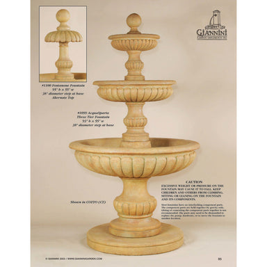 Giannini Garden AcquaSparta 3-Tier Cast Stone Outdoor Courtyard Fountain