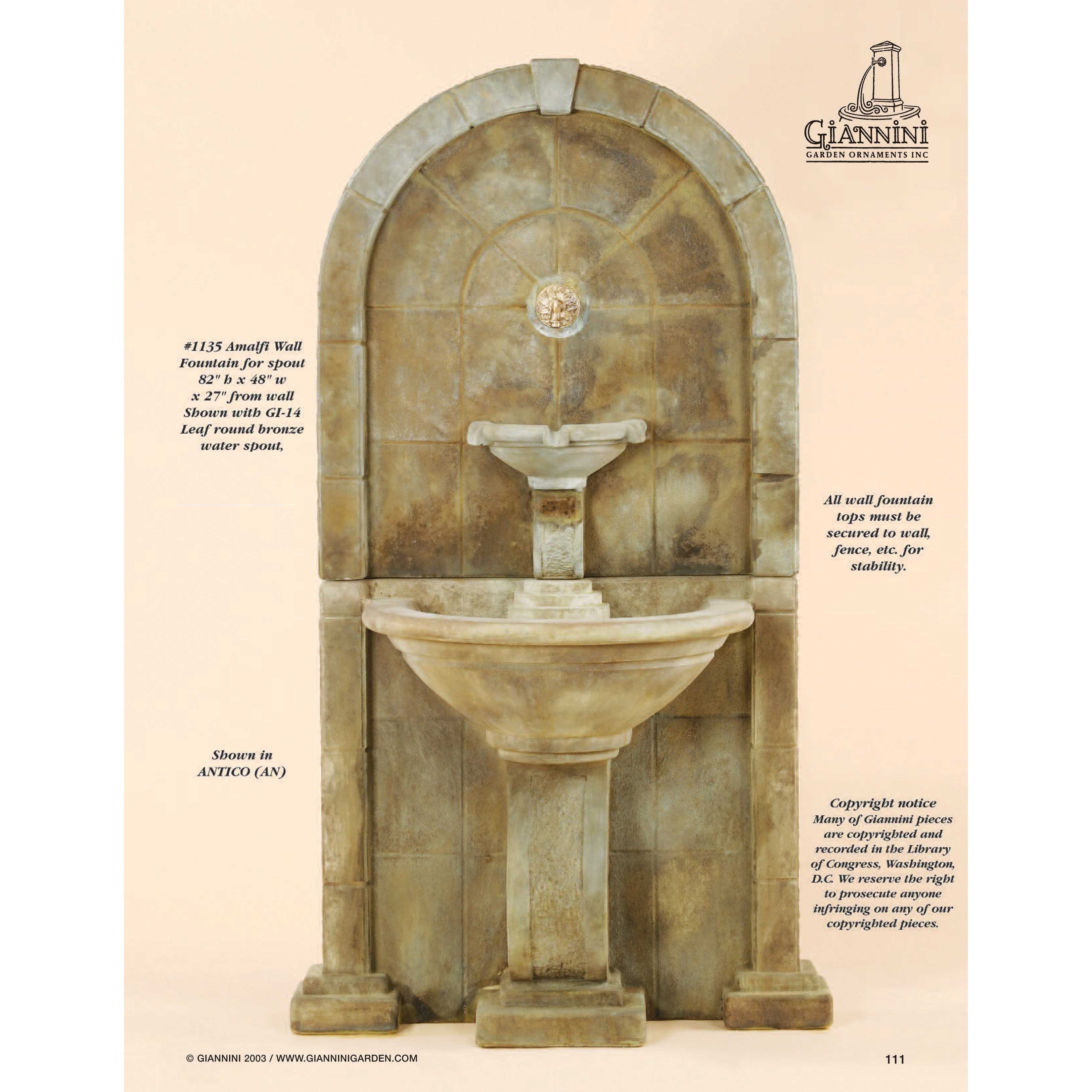 Giannini Garden Amalfi Outdoor Wall Fountain 1135 1135