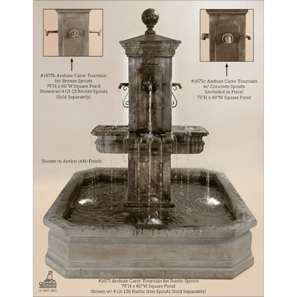 Giannini Garden Anduze Carre' Pond Fountain 1673