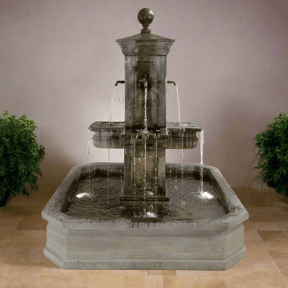 Giannini Garden Anduze Carre' Pond Fountain 1673 GG-1673 w/ Rustic Iron Spouts