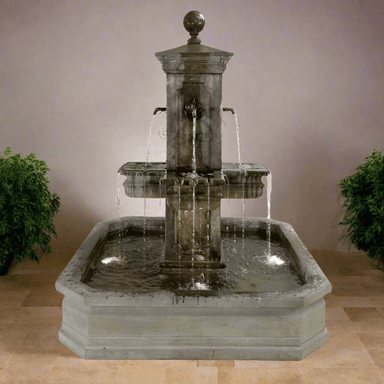 Giannini Garden Anduze Carre' Pond Fountain 1673 GG-1673 w/ Rustic Iron Spouts