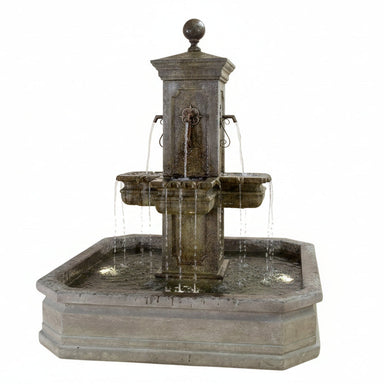 Giannini Garden Anduze Cast Stone Carre Outdoor Courtyard Fountain with Square Basin 1673