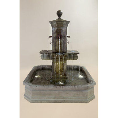 Giannini Garden Anduze Cast Stone Carre Outdoor Courtyard Fountain with Square Basin 1673 1673