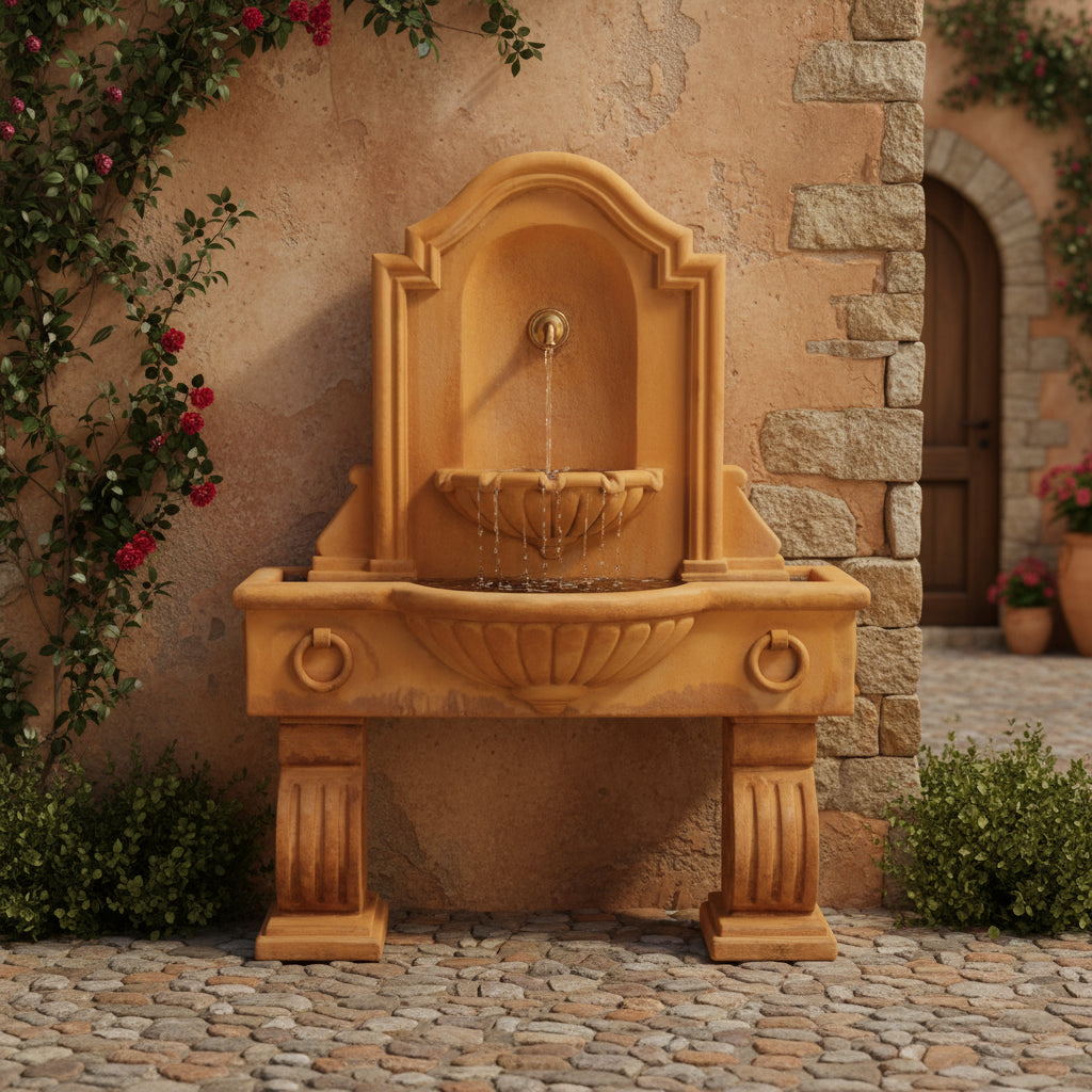 Giannini Garden Anduze Cast Stone Outdoor Garden Wall Fountain with 2 Basins