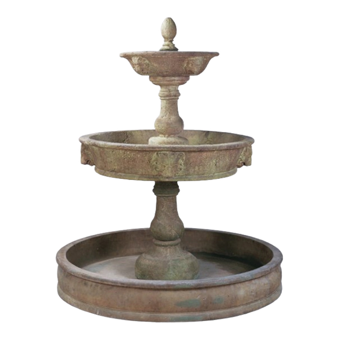 Giannini Garden Antica Lion Head Cast Stone Outdoor Courtyard Fountain with Basin 1024