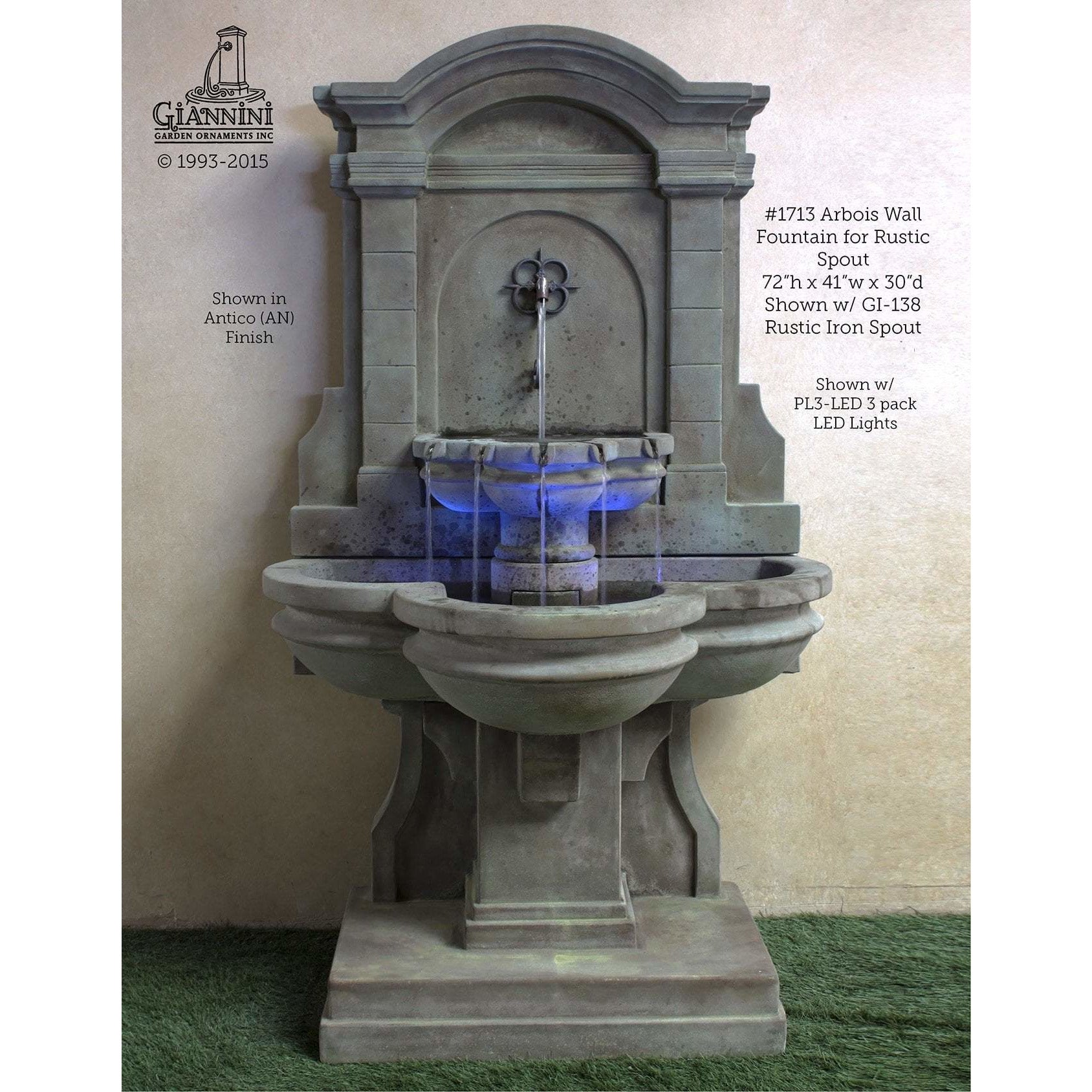 Giannini Garden Arbois Cast Stone Outdoor Garden Wall Fountain 1713