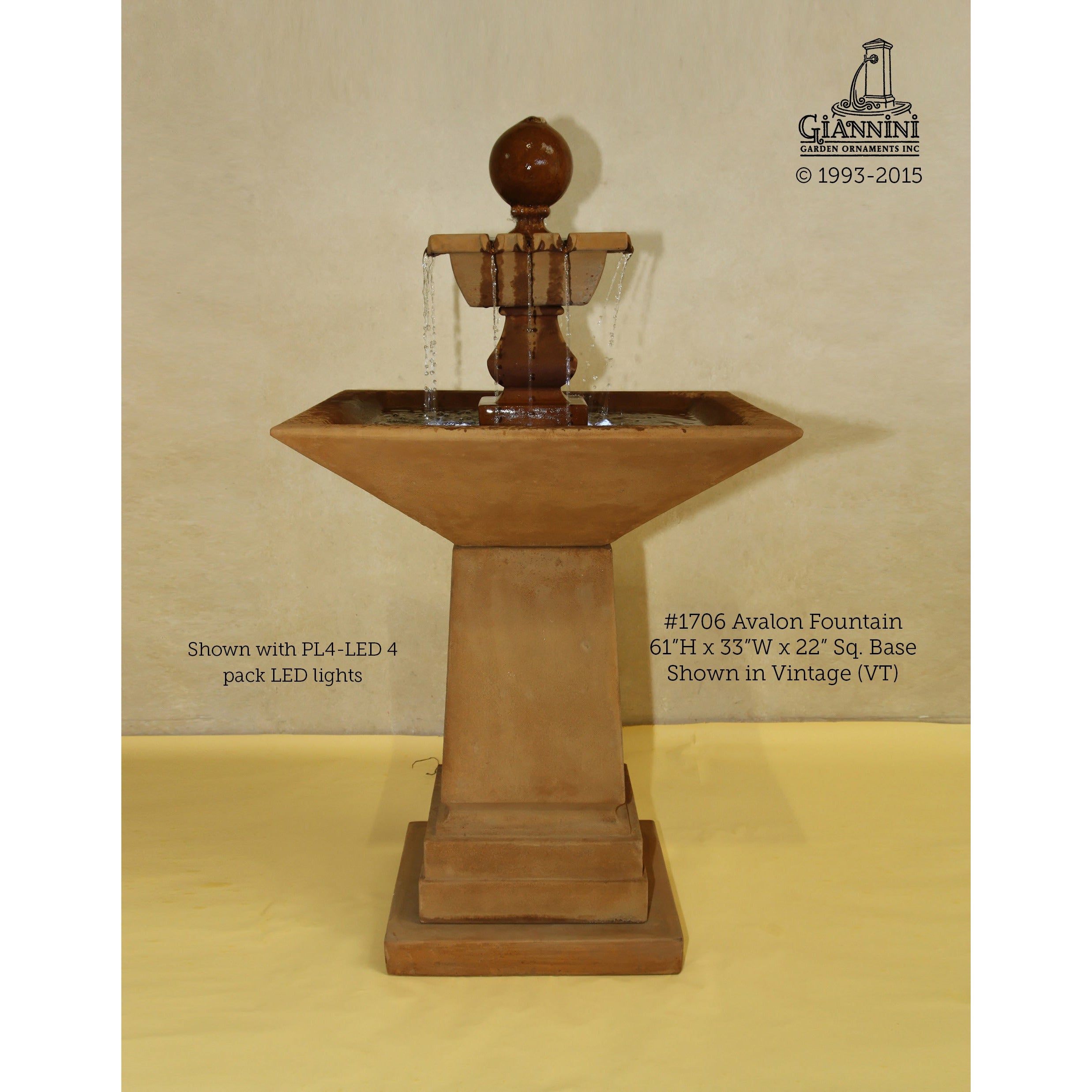 Giannini Garden Avalon Cast Stone Outdoor Fountain 1706 1706