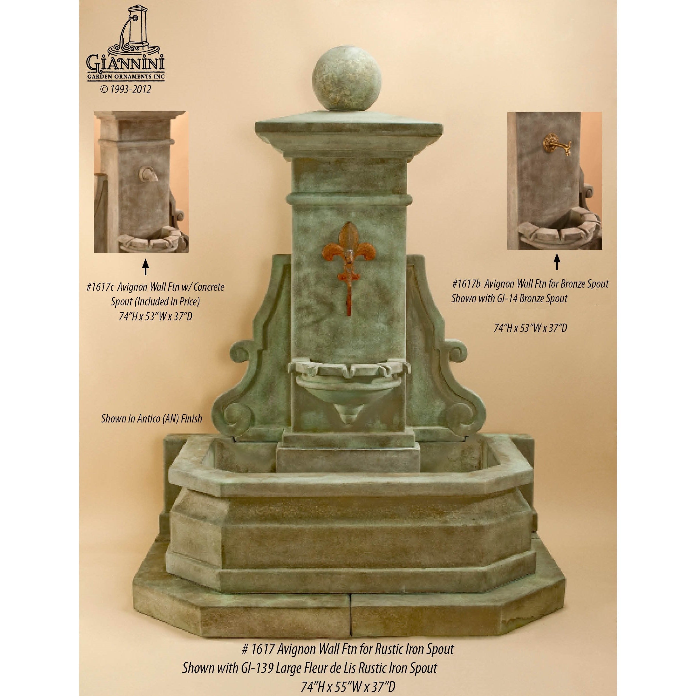 Giannini Garden Avignon Cast Stone Outdoor Wall Fountain 1617