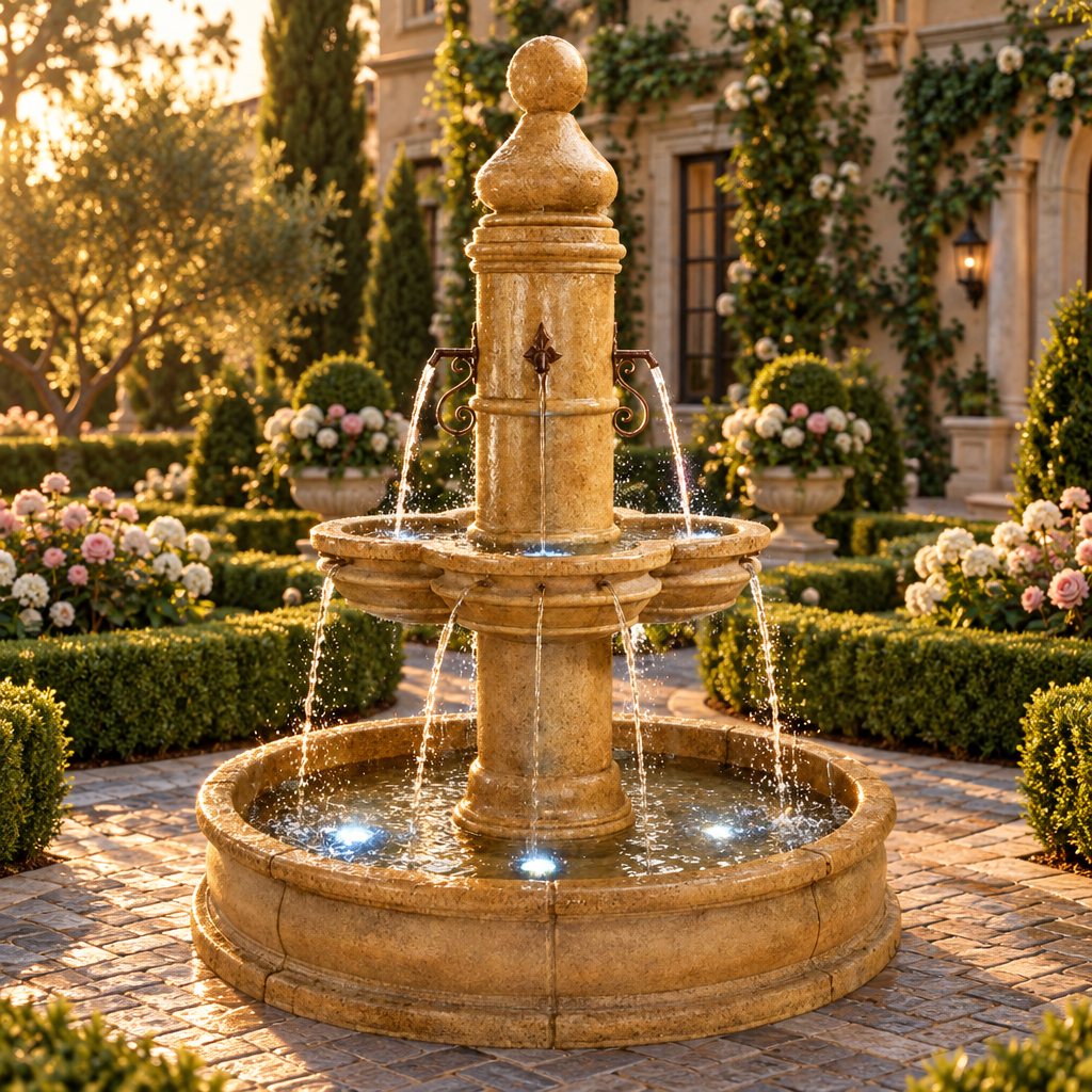 Giannini Garden Beaumont Cast Stone Outdoor Courtyard Fountain with Basin 1638