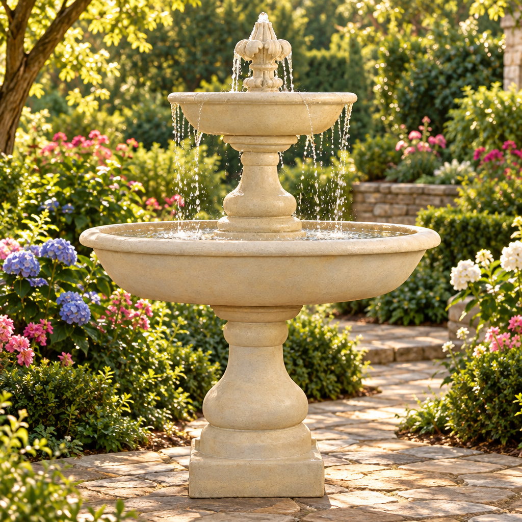 Giannini Garden Belair 2-Tier Cast Stone Outdoor Fountain 1125