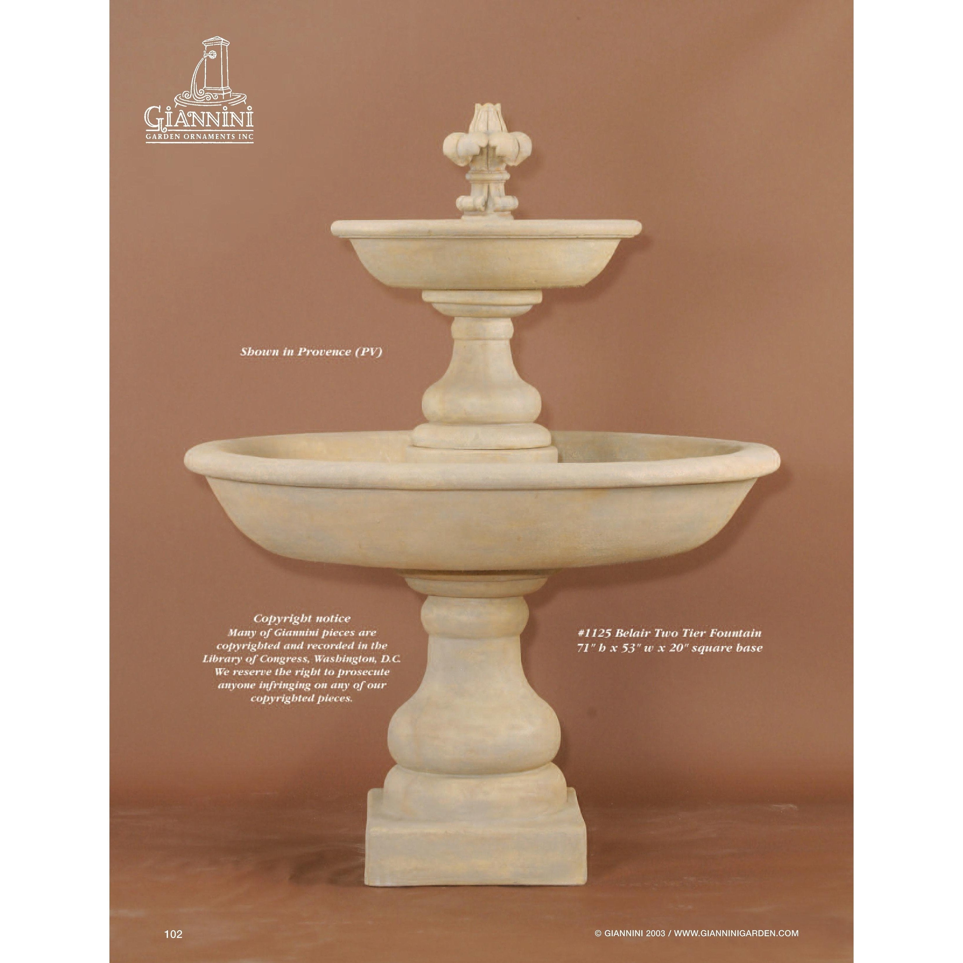 Giannini Garden Belair 2-Tier Cast Stone Outdoor Fountain 1125 1125