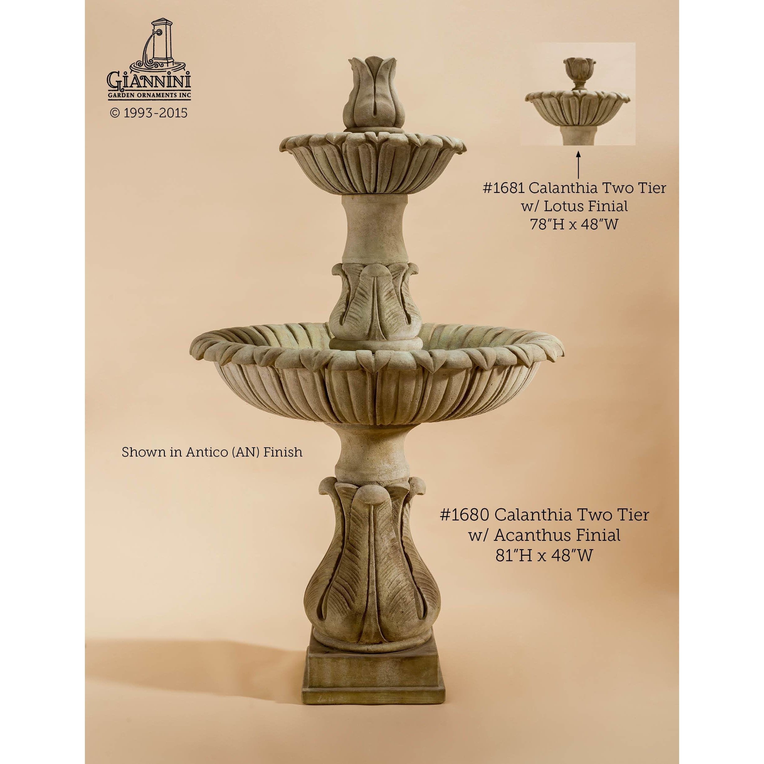 Giannini Garden Calanthia 2-Tier Cast Stone Outdoor Garden Fountain 1681