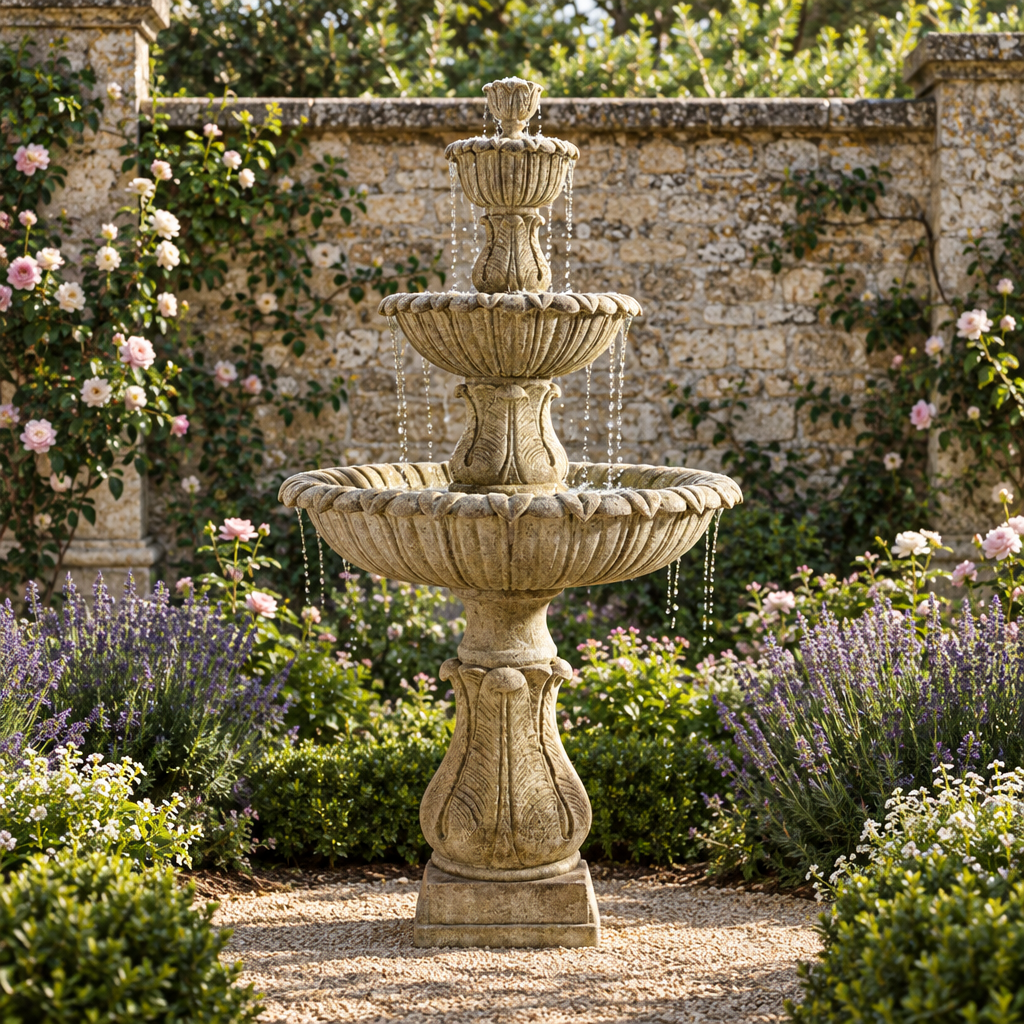 Giannini Garden Calanthia 3-Tier Cast Stone Outdoor Garden Fountain 1679