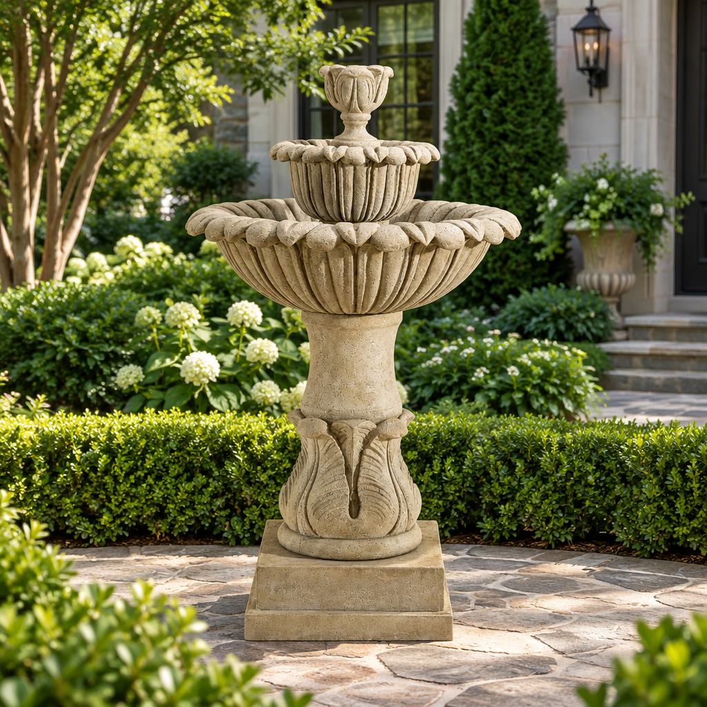 Giannini Garden Calanthia Short Cast Stone Outdoor Fountain 1684
