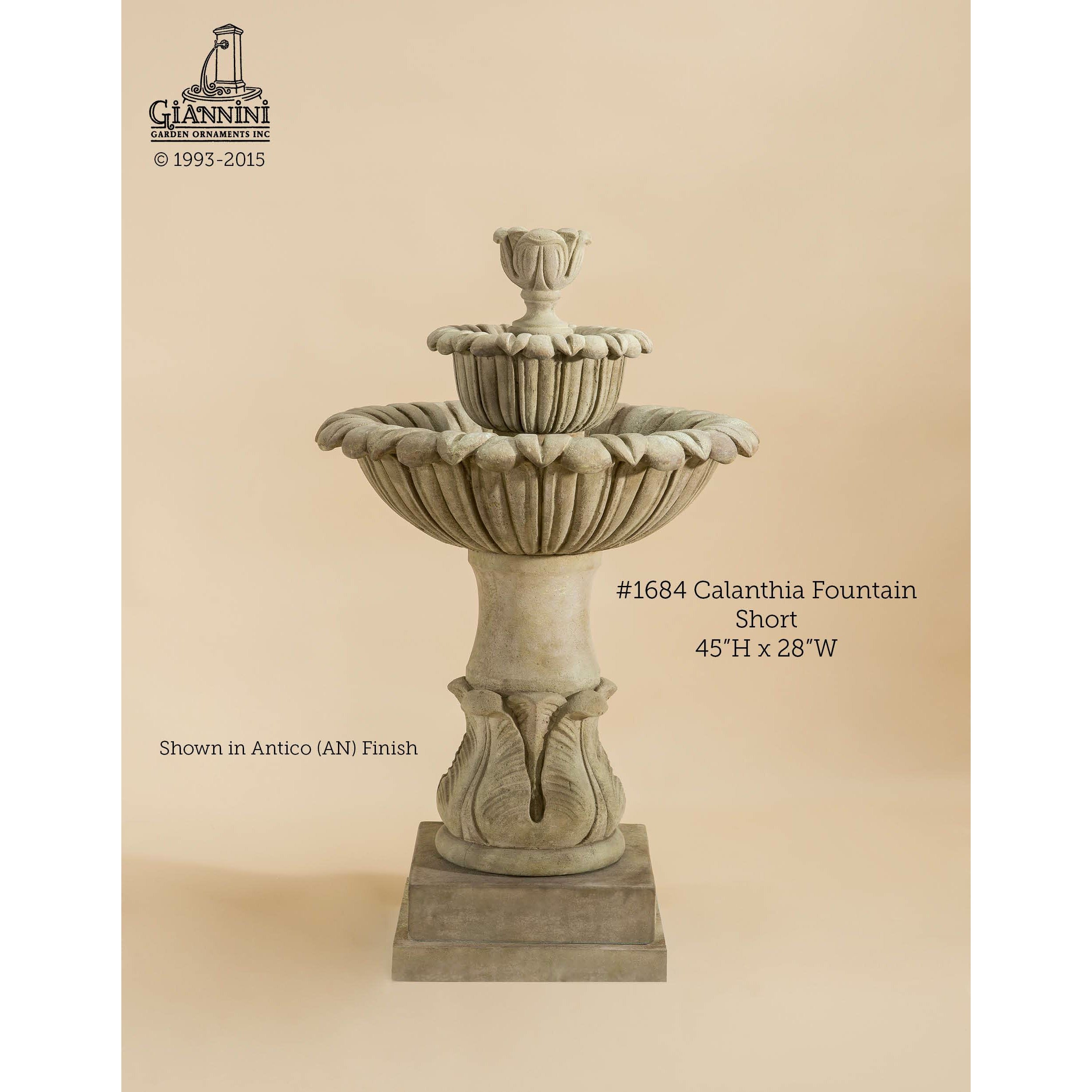 Giannini Garden Calanthia Short Cast Stone Outdoor Fountain 1684 1684