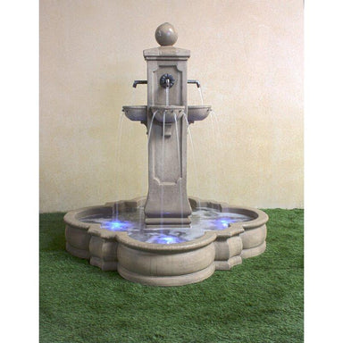 Giannini Garden Catalina Cast Stone Outdoor Fountain with Basin & Rustic Iron Spouts 1721 1721