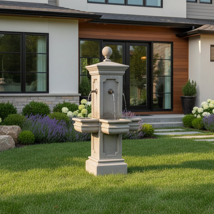 Giannini Garden Columnaris Cast Stone Outdoor Courtyard Fountain 719