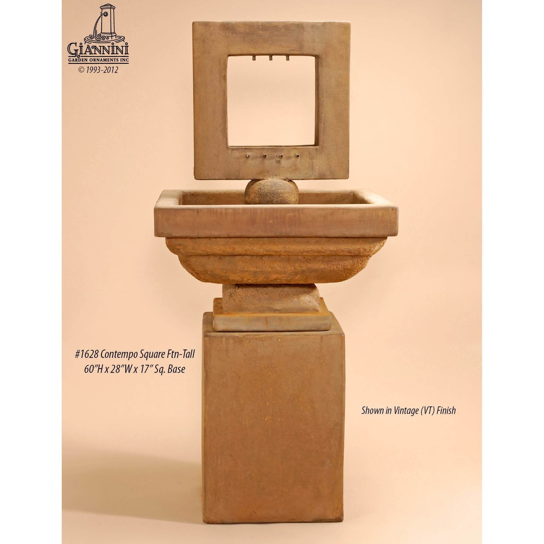 Giannini Garden Contempo Cast Stone Square Outdoor Garden Fountain 1628 1628