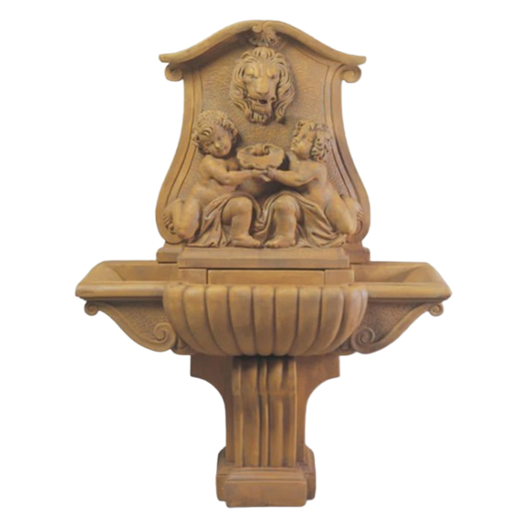 Giannini Garden Donatello Lavabo Lion Head Cast Stone Outdoor Wall Fountain 103 103