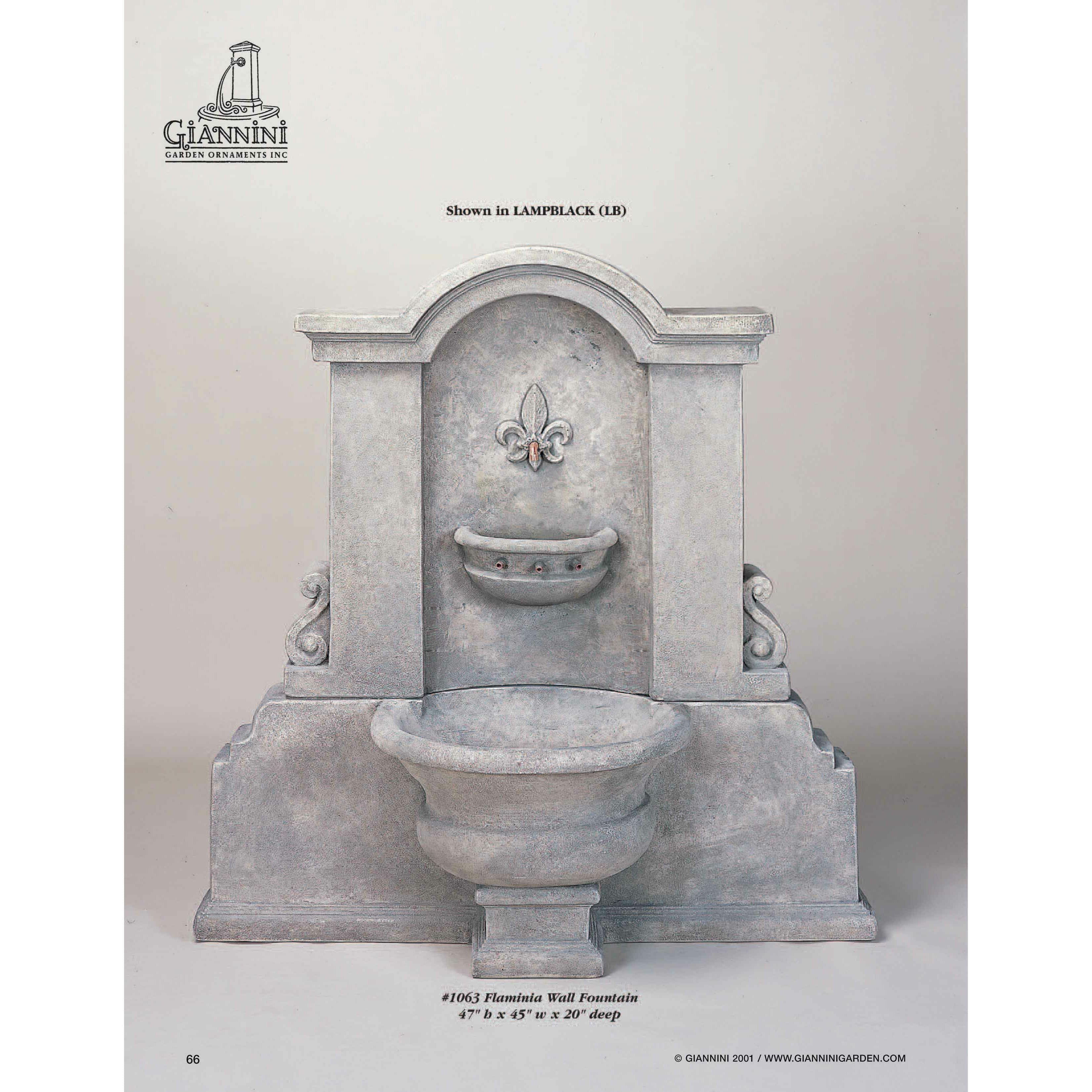 Giannini Garden Flaminia Cast Stone Outdoor Wall Fountain 1063 1063