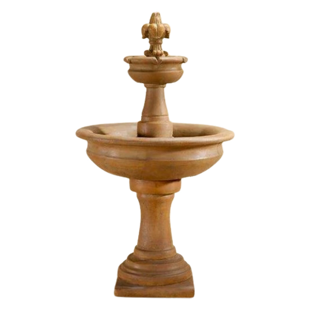 Giannini Garden Fleur De Lis 2-Tier Cast Stone Outdoor Garden Fountain 1663 1663