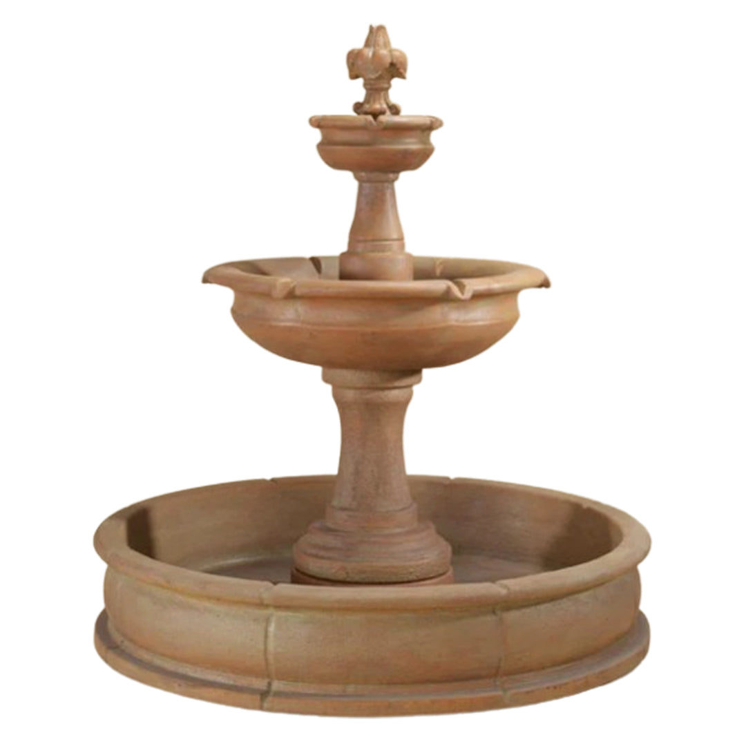 Giannini Garden Fleur De Lis 2-Tier Cast Stone Outdoor Garden Fountain with Basin 1662