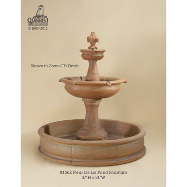Giannini Garden Fleur De Lis 2-Tier Cast Stone Outdoor Garden Fountain with Basin 1662