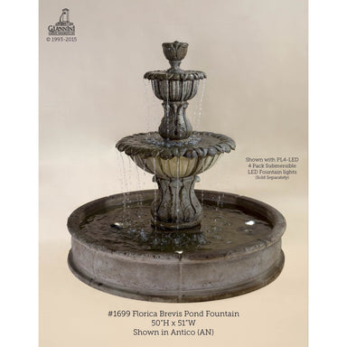 Giannini Garden Florica Cast Stone Brevis Outdoor Courtyard Fountain with Basin 1699 1699