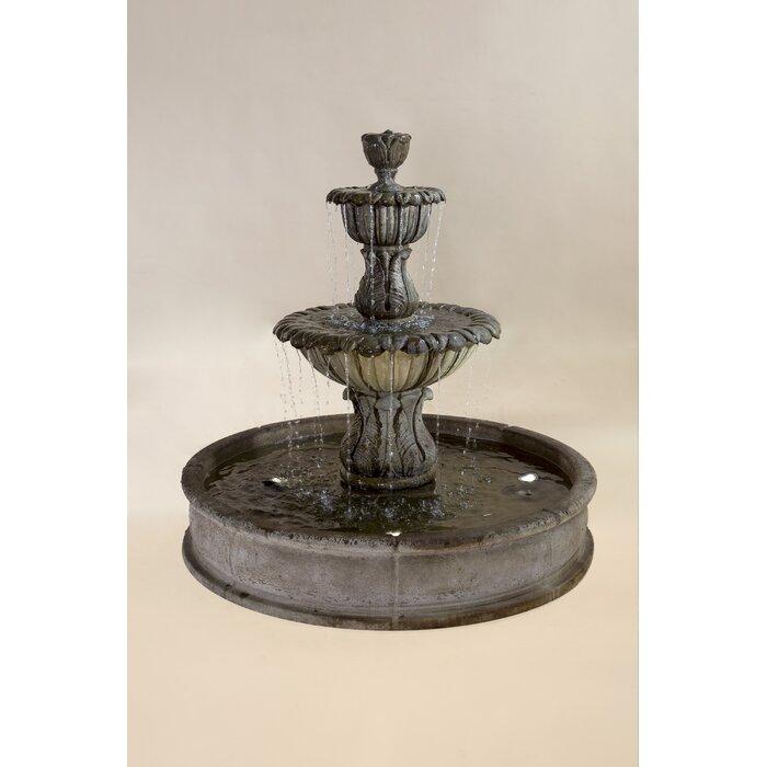 Giannini Garden Florica Cast Stone Brevis Outdoor Courtyard Fountain with Basin 1699 1699